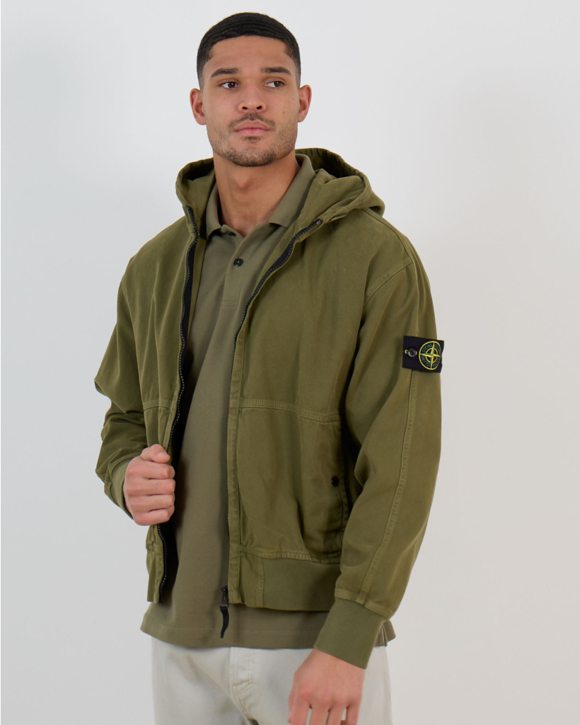6100068 Oversized Jack met Rits en Capuchon Militair Groen