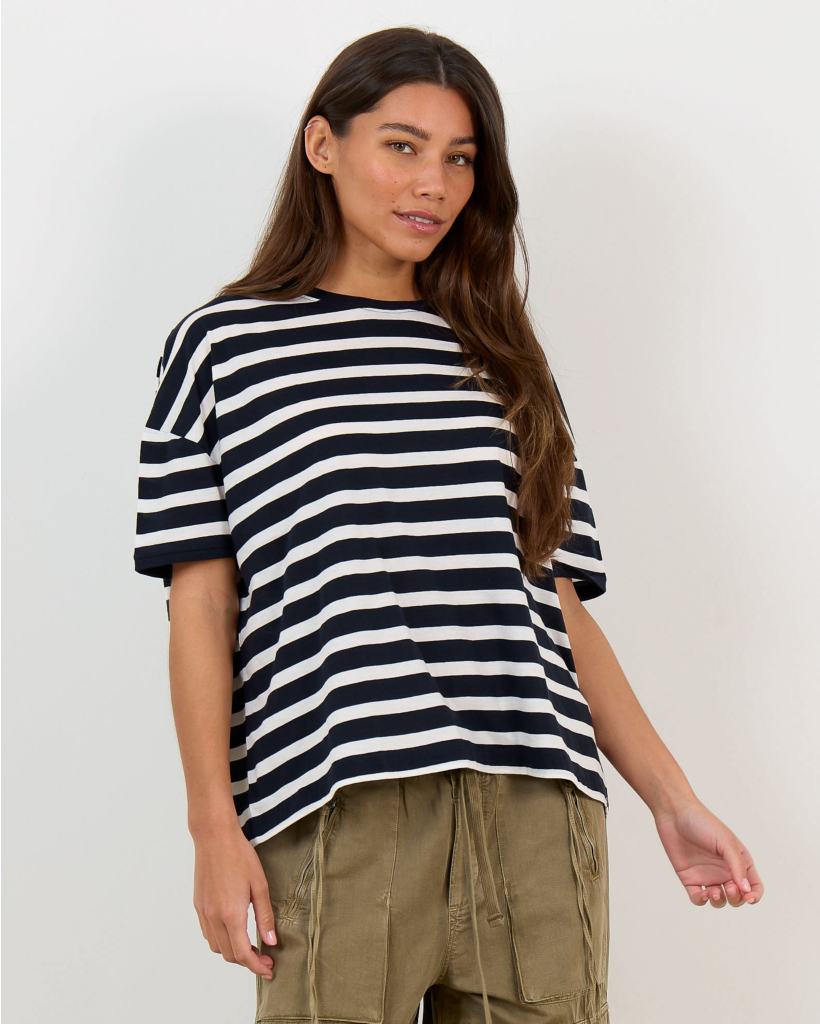 Gestreept T-shirt Navy/Ecru