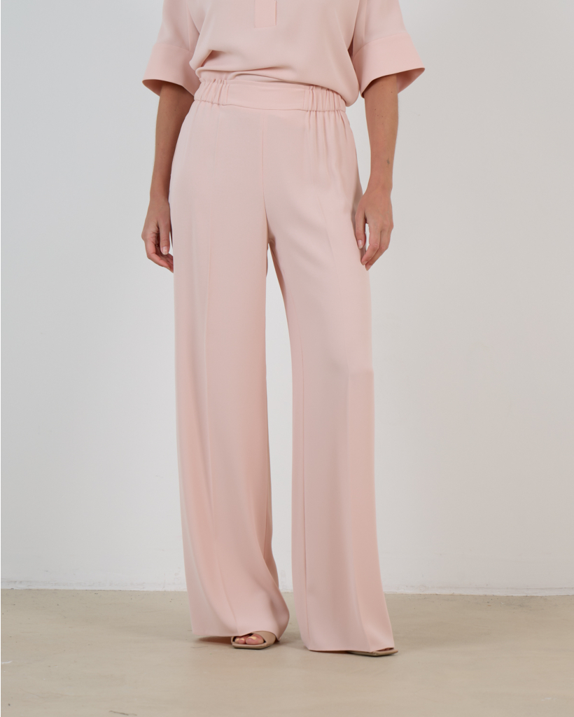 Extra Crêpe Wijde Pijpen Pantalon Roze 