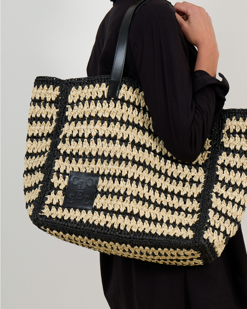 Papierstro Schoudertas Zwart