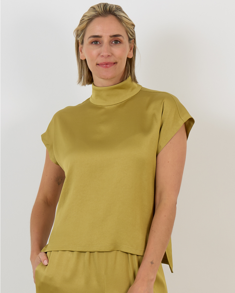 Alaria Satijnen Blouse Mosterd