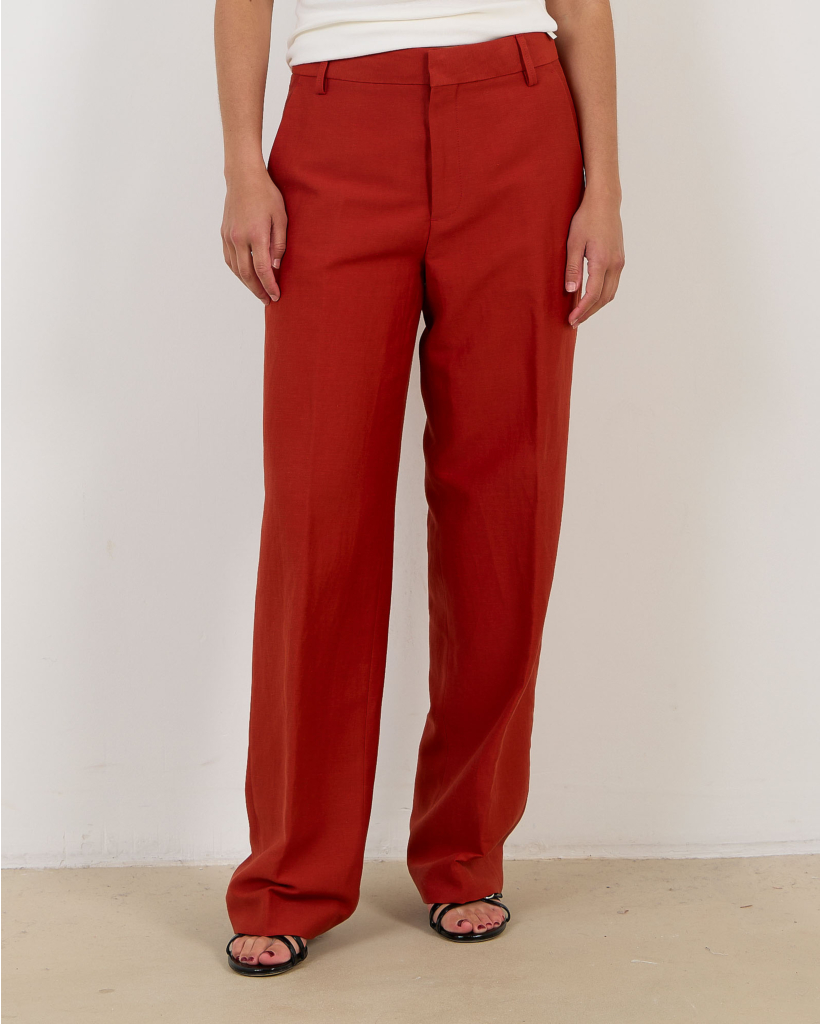 Jurdy Linnen Pantalon met Split Rood
