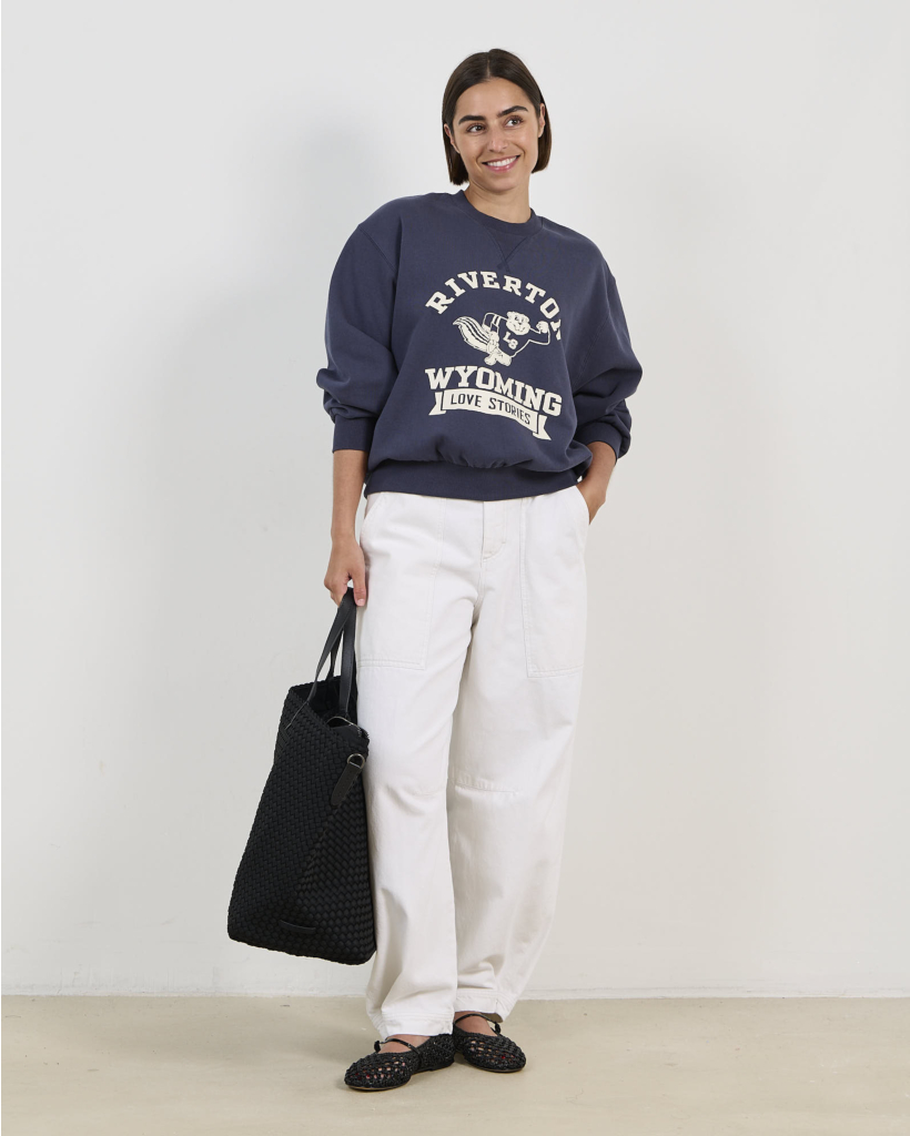 Sloane Crewneck Sweater met Print Donkerblauw