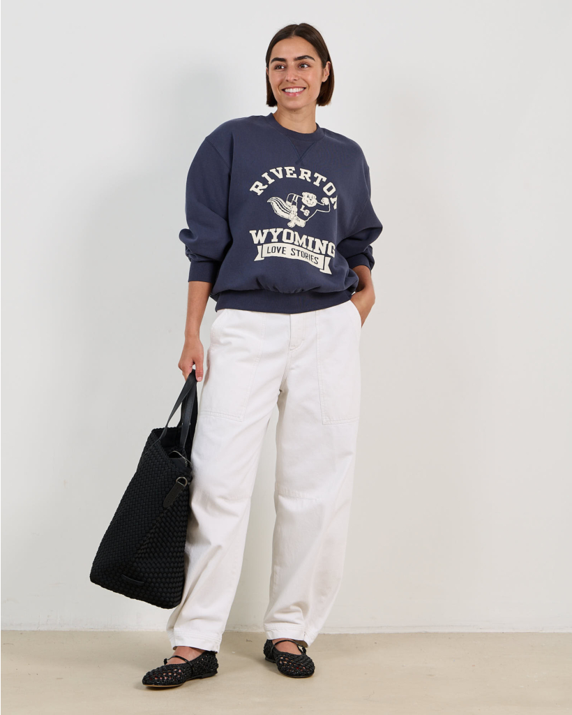 Sloane Crewneck Sweater met Print Donkerblauw