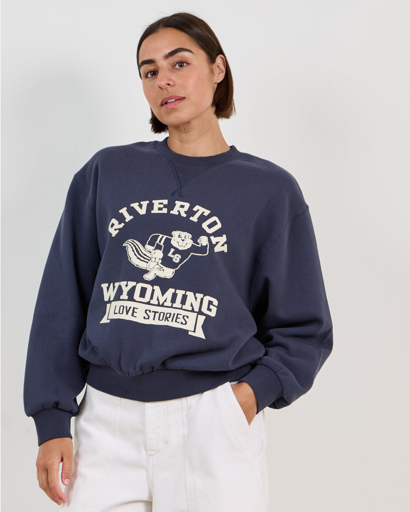 Sloane Crewneck Sweater met Print Donkerblauw