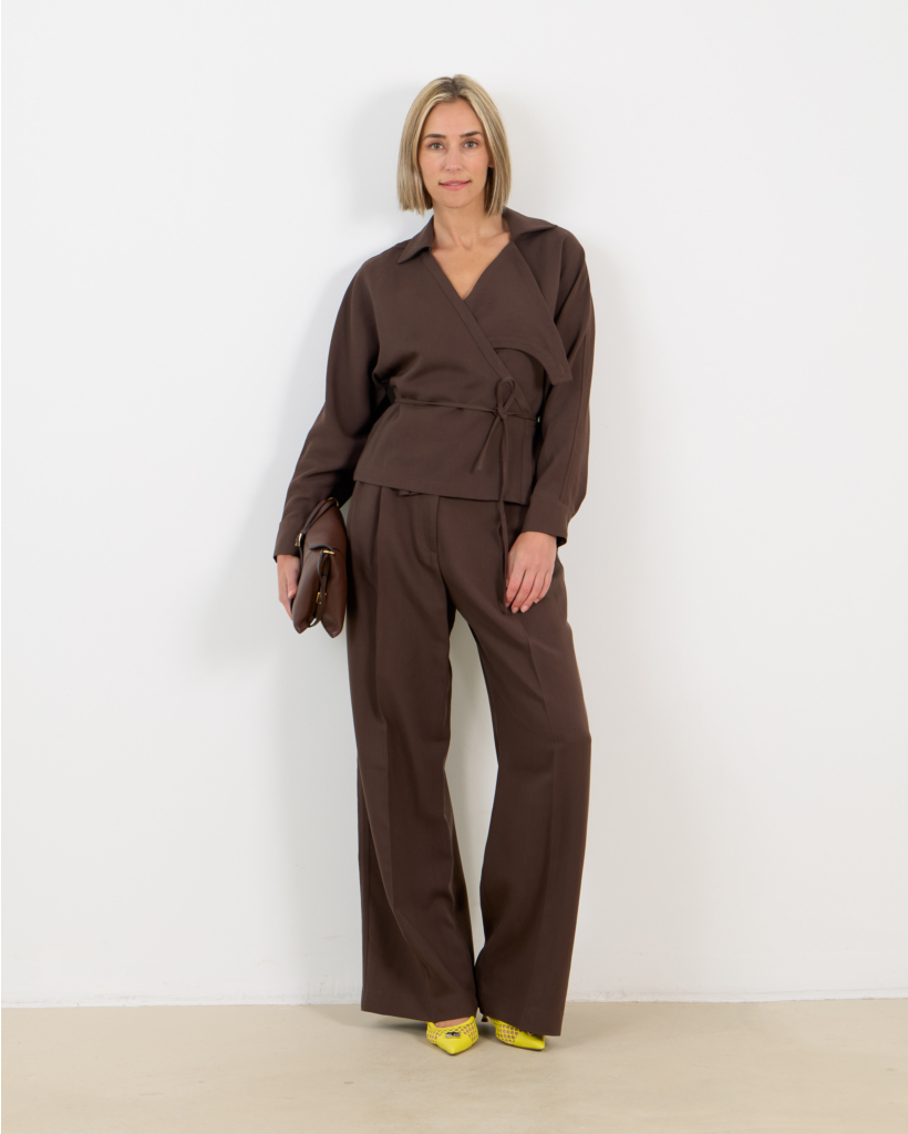 Helis Pantalon Regular Fit Donker Bruin
