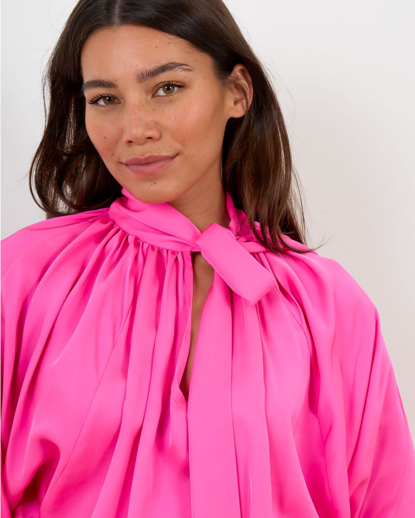 Susan Zijden Maxi Jurk Fel Roze