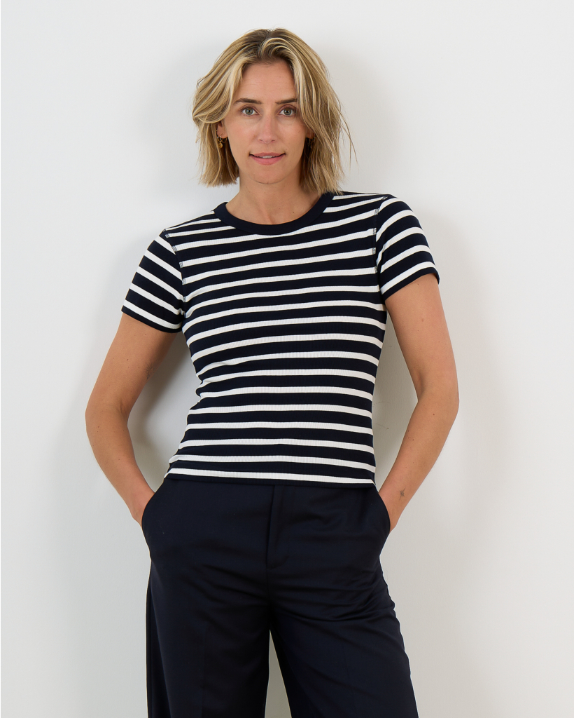 Koale Slim-Fit T-shirt in Katoen Rib Navy
