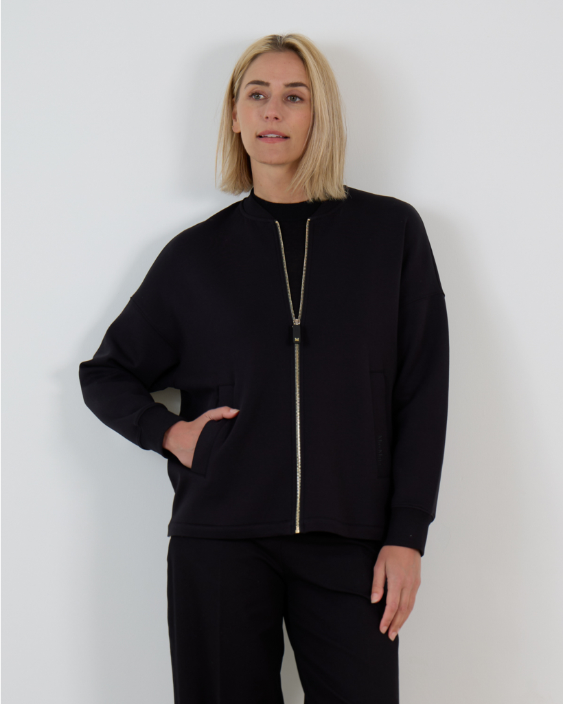 Giacca Vest in Jersey Scuba met Rits Zwart