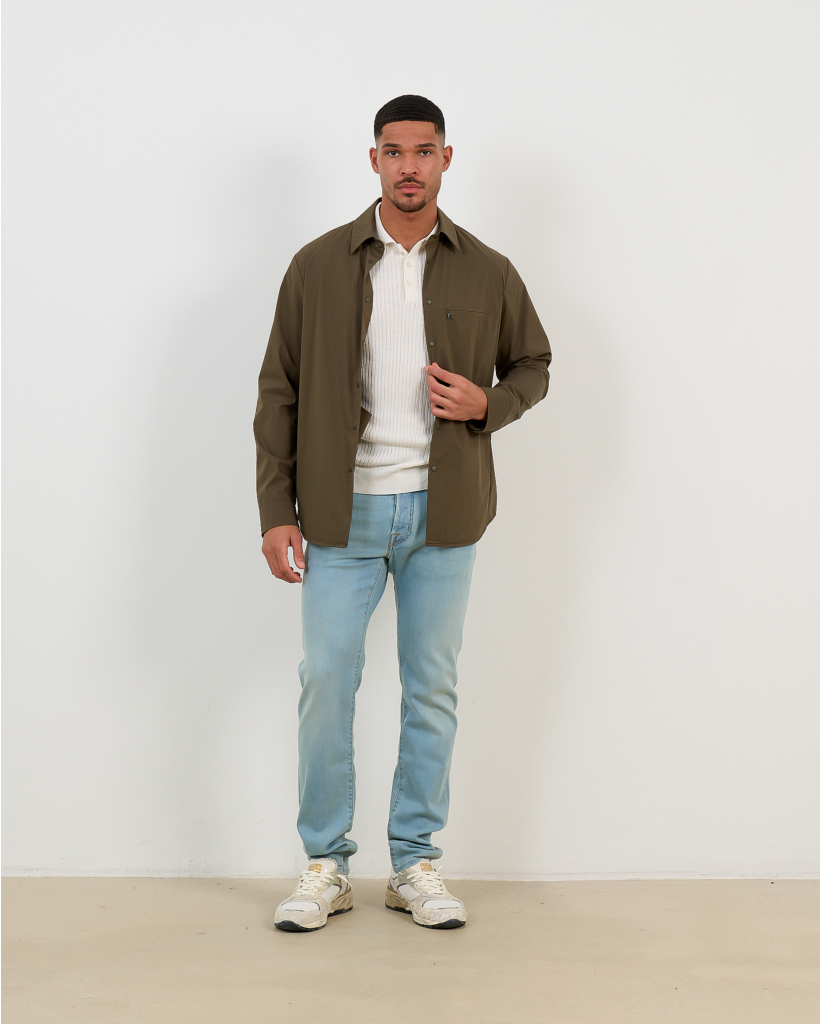 Linnen Mix Polo Off White