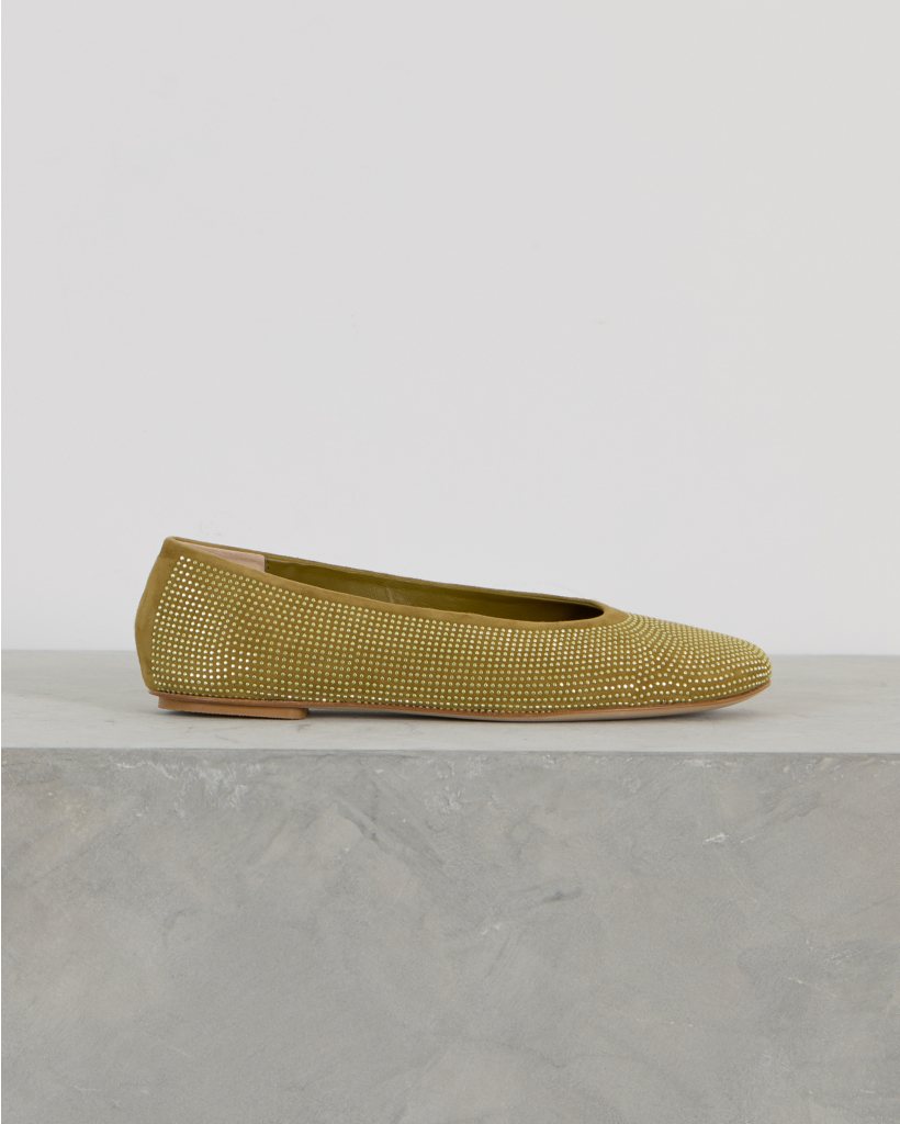 Lilly Suède Ballerina met strass details Green