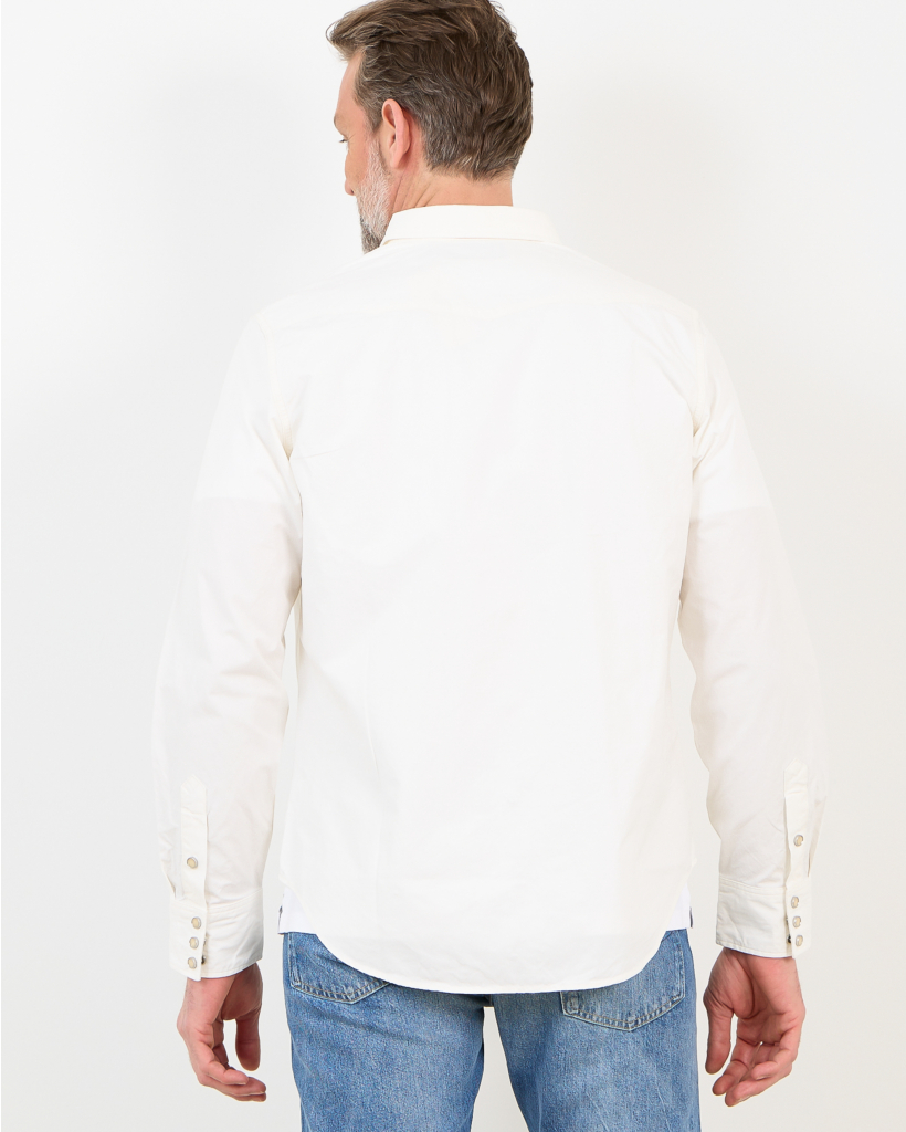 Slim Fit Poplin Western Shirt White