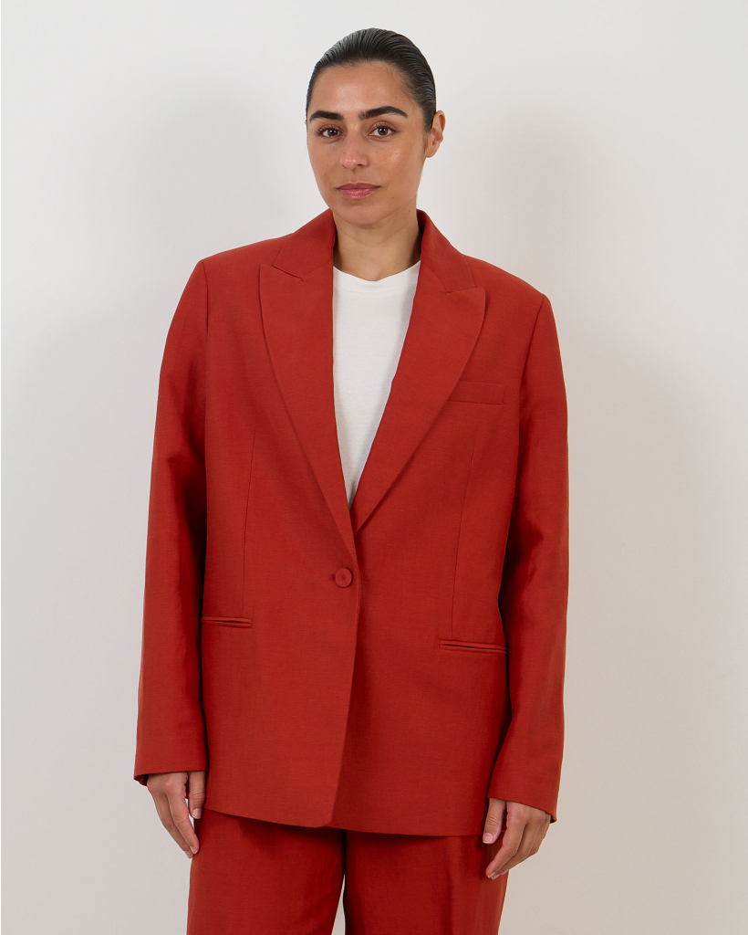Linnen Viscose Blazer Rood