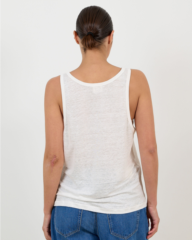 Linnen Relaxed Tank Top Off White