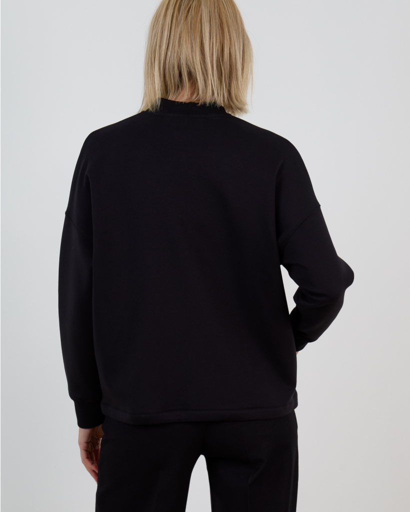 Giacca Vest in Jersey Scuba met Rits Zwart