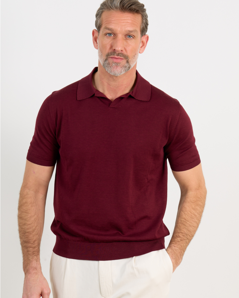 Zijde Polo Bordeauxrood