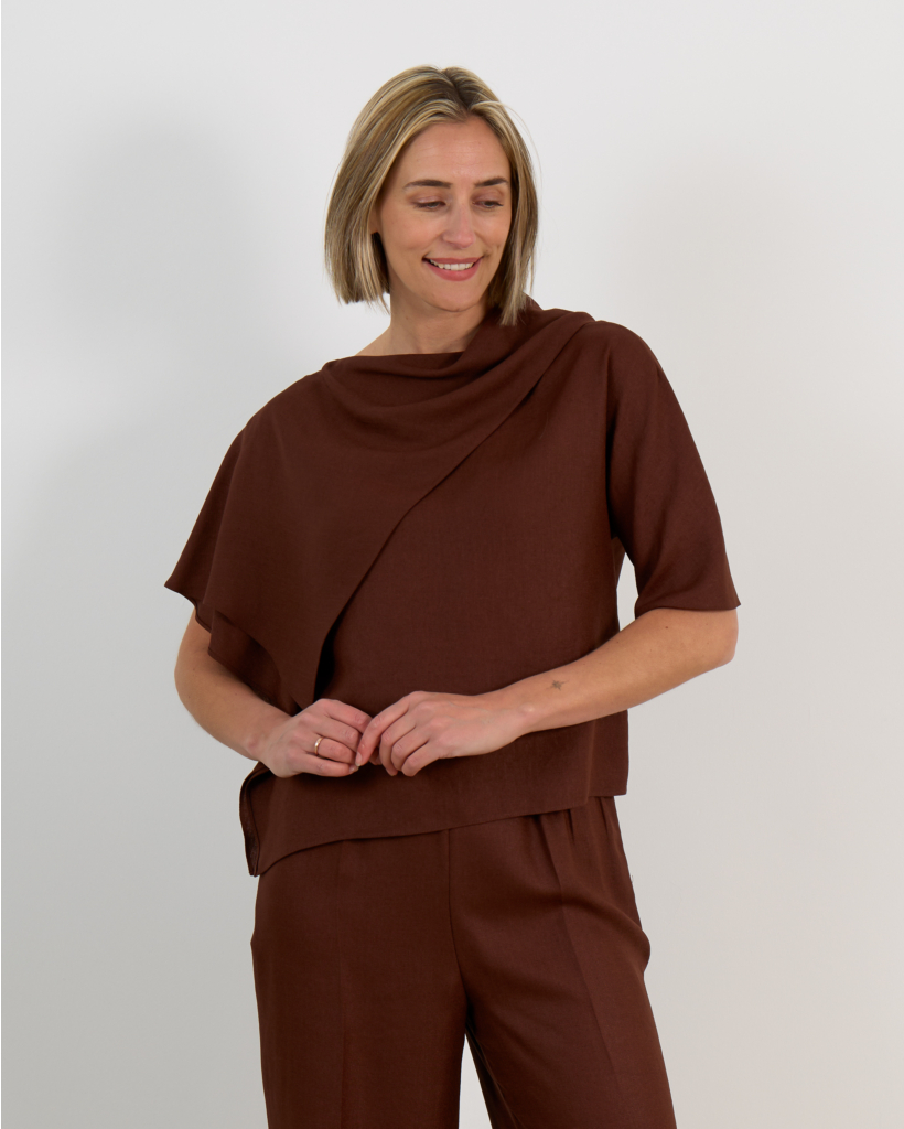 Estel Blouse Korte Mouw Bruin