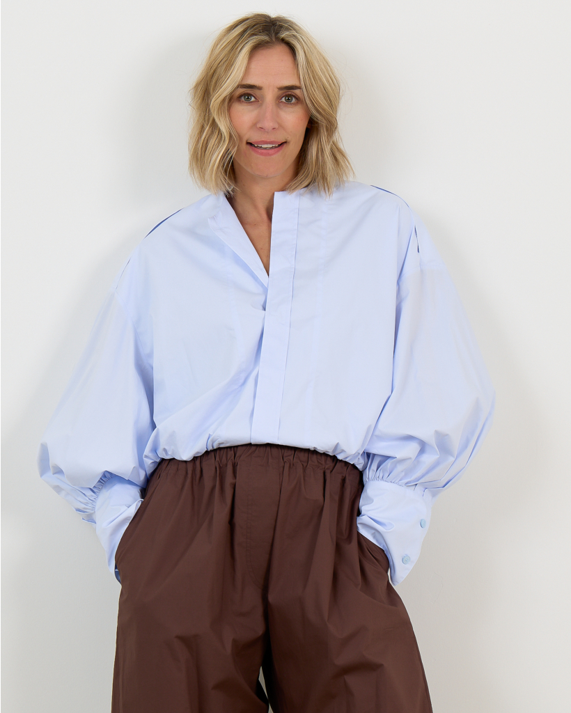 Diana Poplin Blouse Licht Blauw