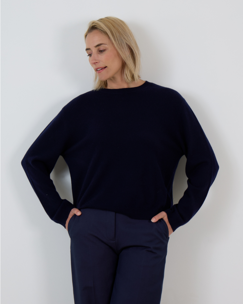 Kasjmier Oversized Roundneck Pullover Trui Navy
