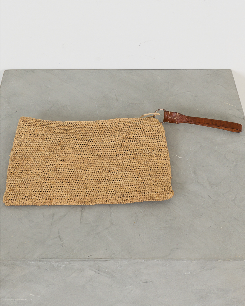 Ampy Crochet Raffia Clutch Tea