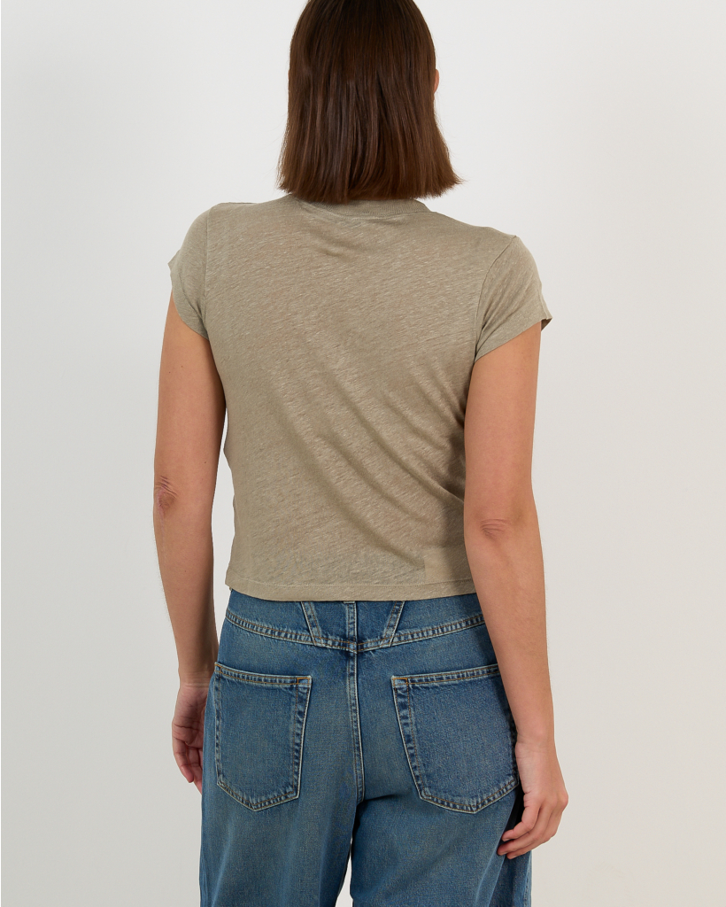 Sybel Linnen V-Hals Shirt Groen