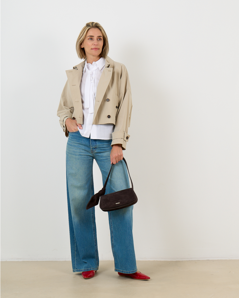 Helsby Korte Katoenmix Trenchcoat Beige 