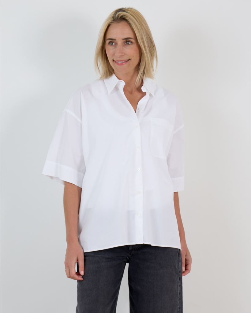 Velmira Sheer Blouse met Korte Mouwen Wit
