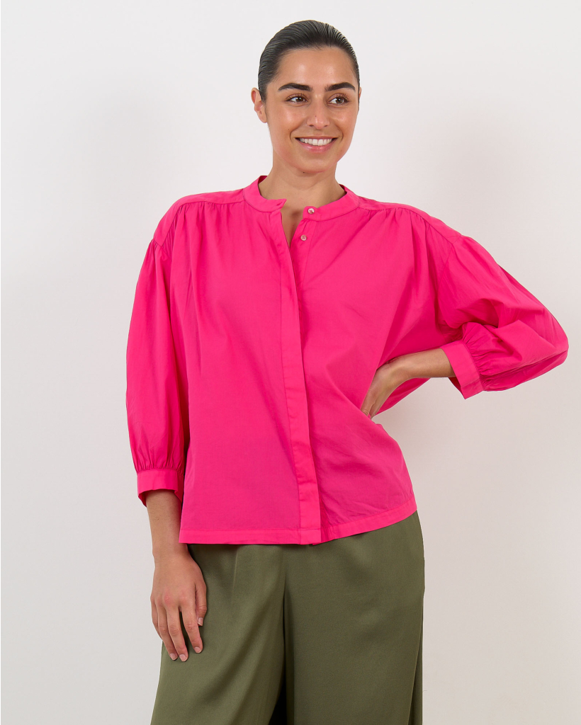 Carla Mandarin Collar Bloue Hibis