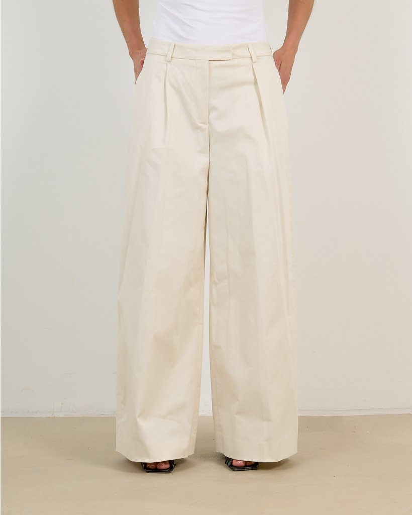 Deva Gabardine Low Waist Pantalon Off White