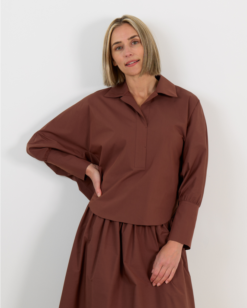 Elvire Blouse Lange Mouw Bruin