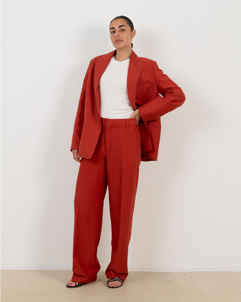 Linnen Viscose Blazer Rood