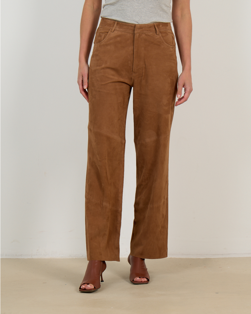 Flo Pantalon Suede Bruin
