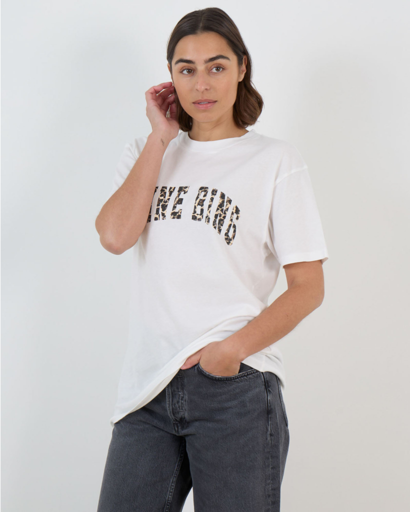 T-shirt met Leopard Print Logo Wit