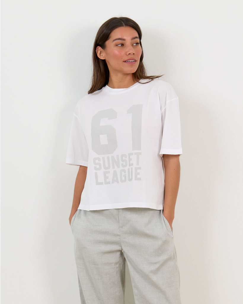 T-shirt met Print Wit/Grijs