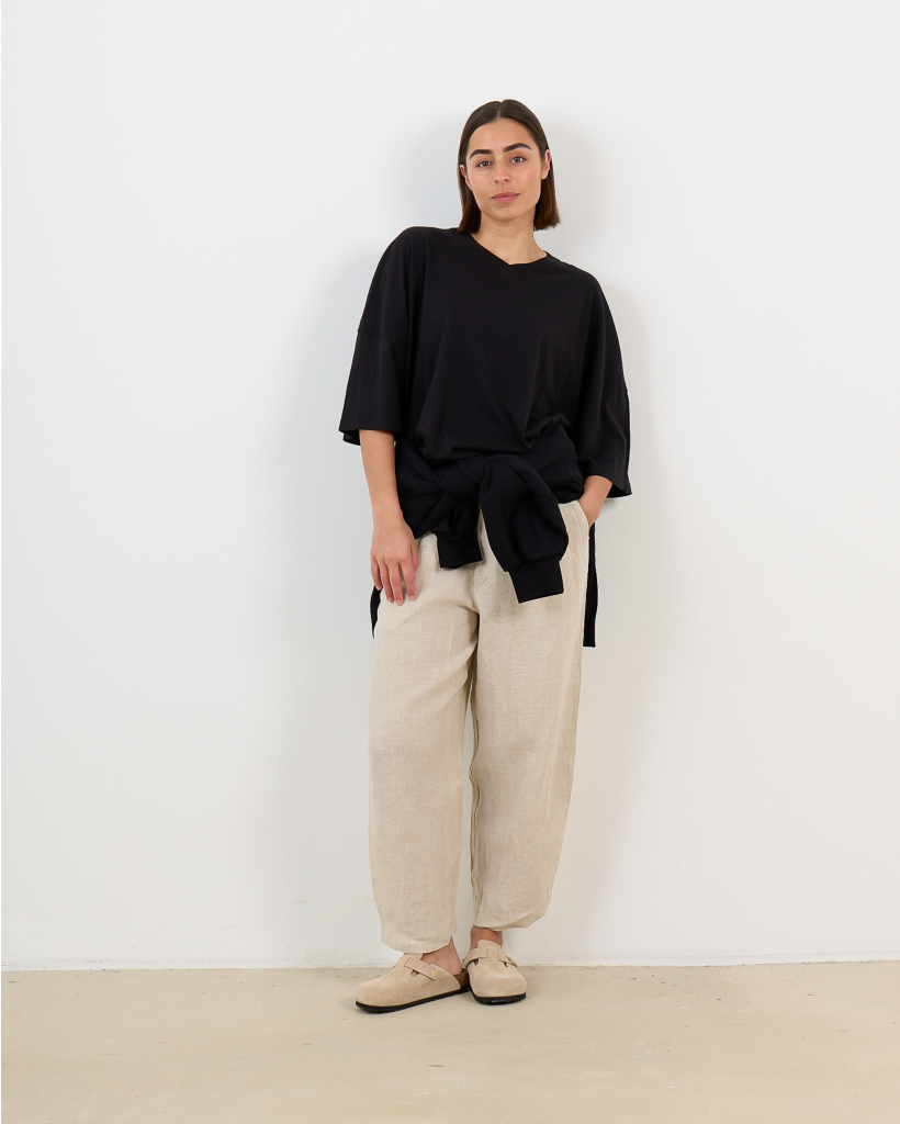 Miles Linnen Pantalon Relax Fit Beige