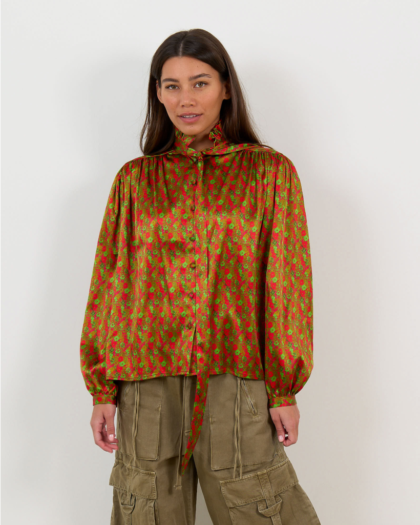 Maria Zijden Blouse Floral Red