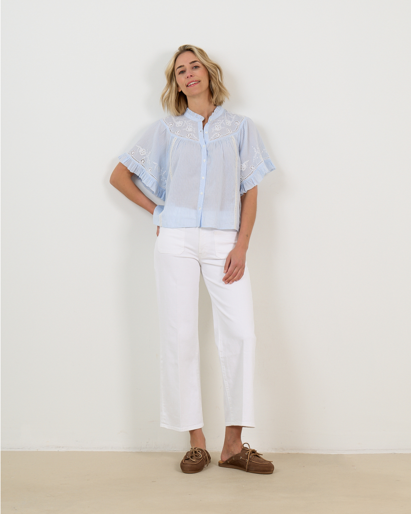 Mae Shirt Korte Mouw Blauw Wit Gestreept