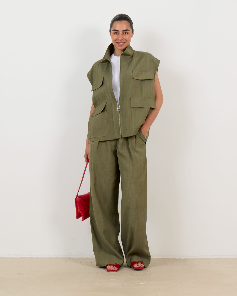 Gilma Gilet Met Zakken Kaki