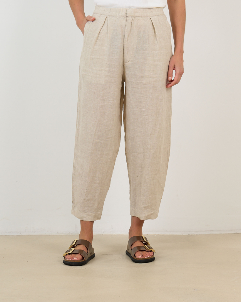 Miles Linnen Pantalon Relax Fit Beige