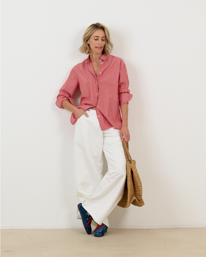 Yorke Blouse Lange Mouw Rood Gestreept Wit 