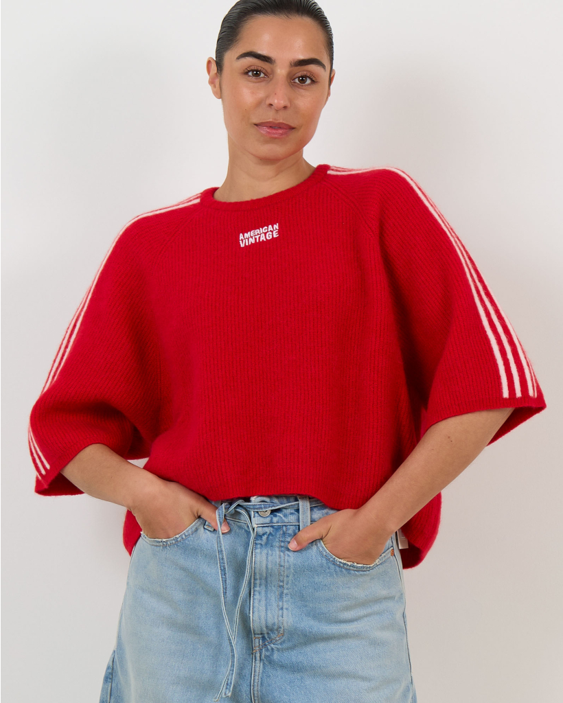 Vitow  Alpacamix Trui Met Strepen Rood