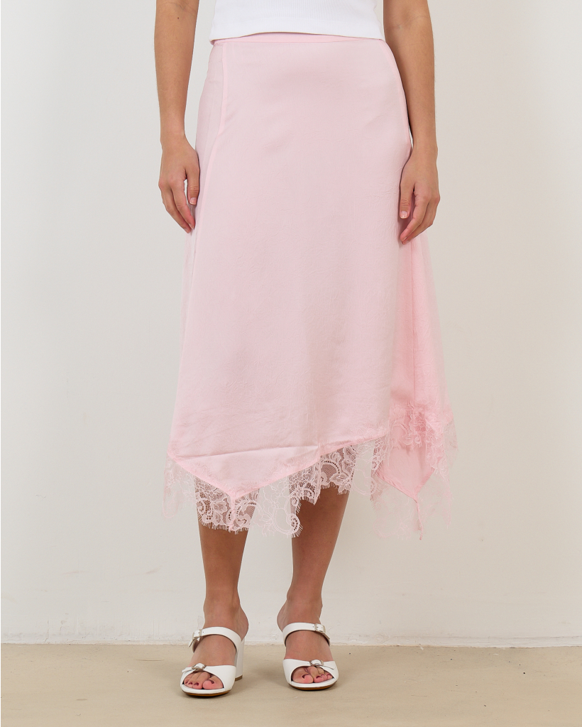 Sophie Midi Rok Met Kant Roze