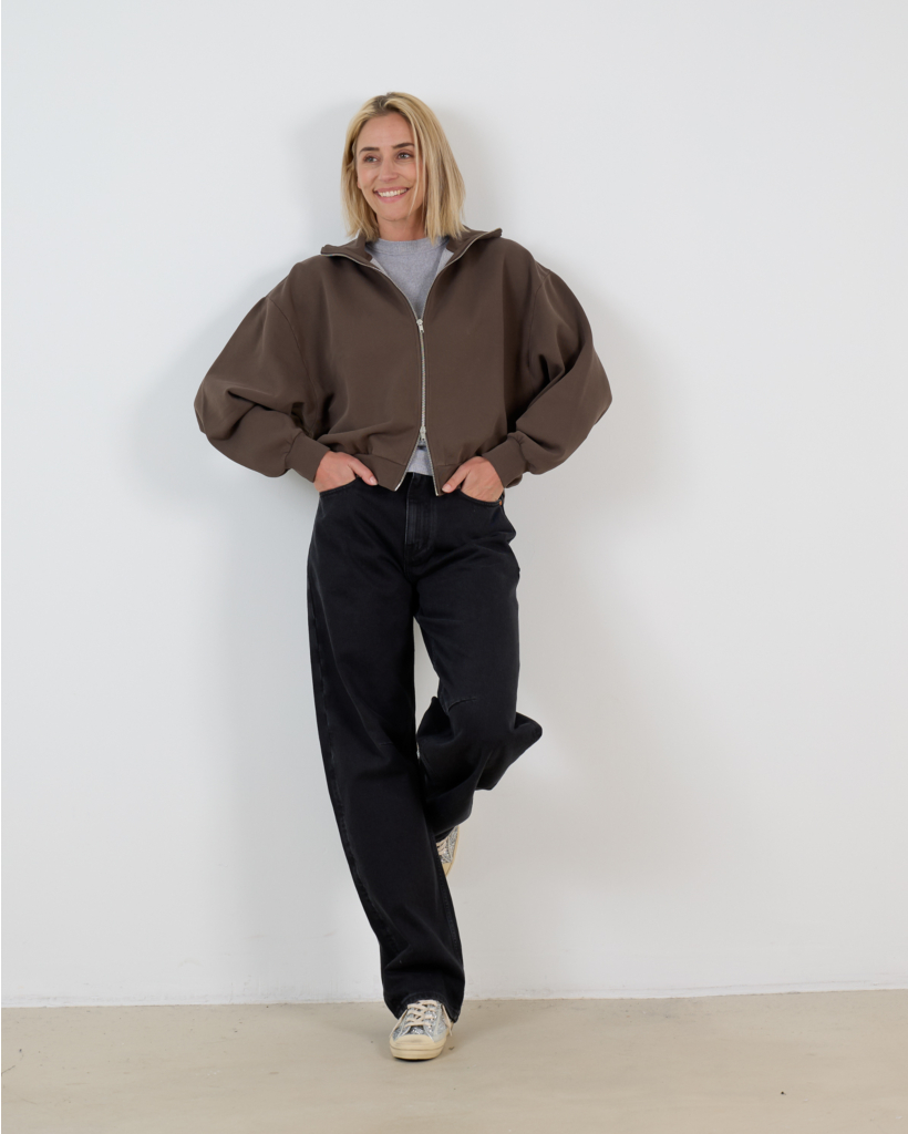 Nona Cardigan Vest met Rits Bruin