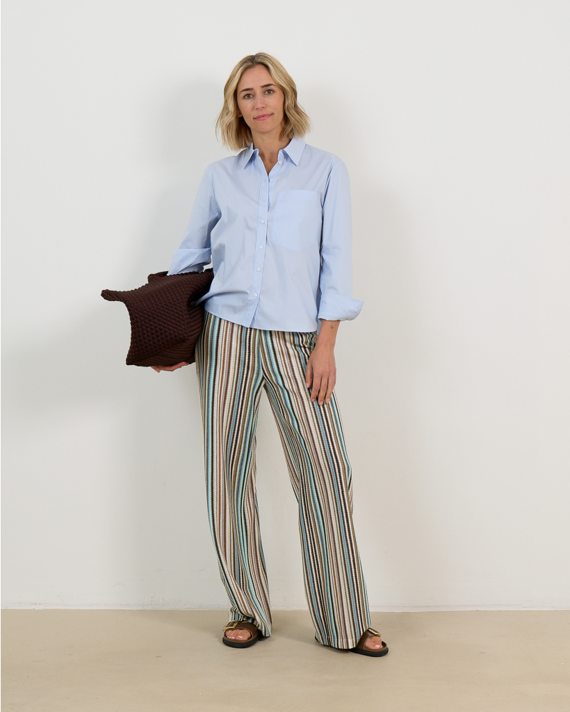 Korte Lange Mouwen Overhemd Lichtblauw