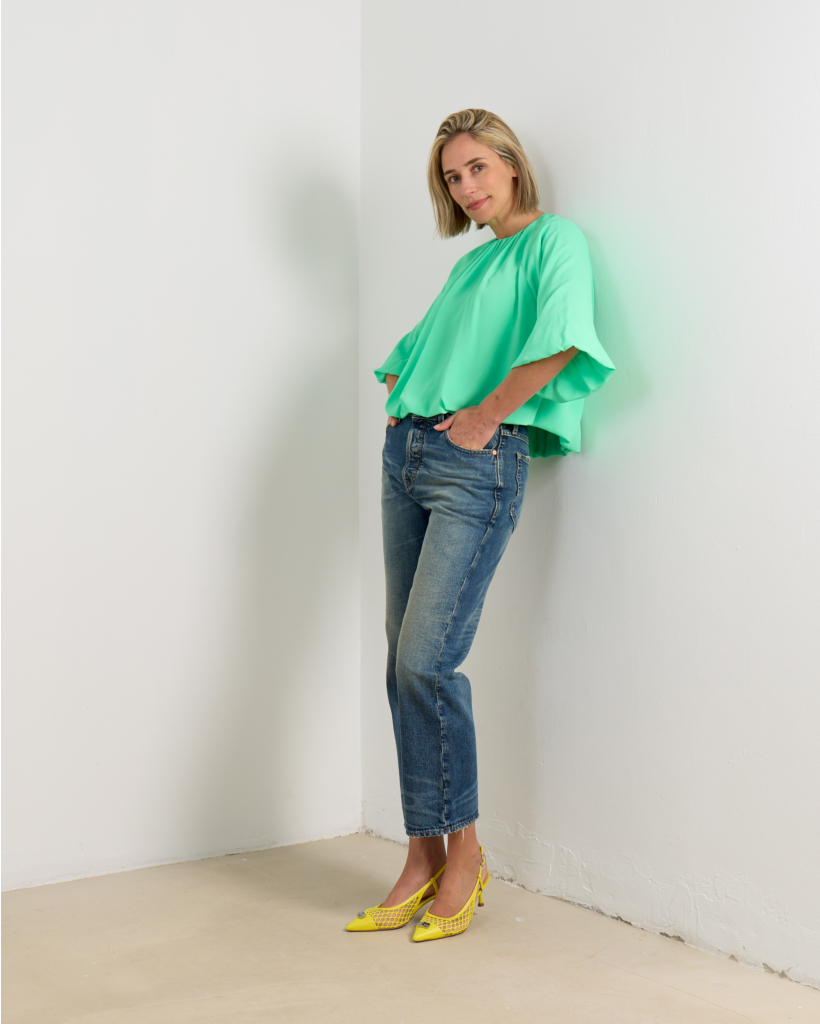 Edie Blouse Korte Mouw Groen