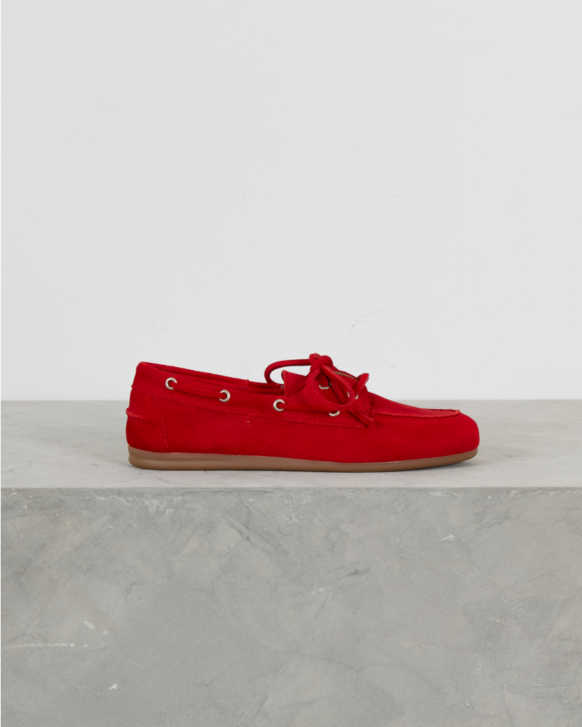 Boat Loafer Brushed Suède Rood