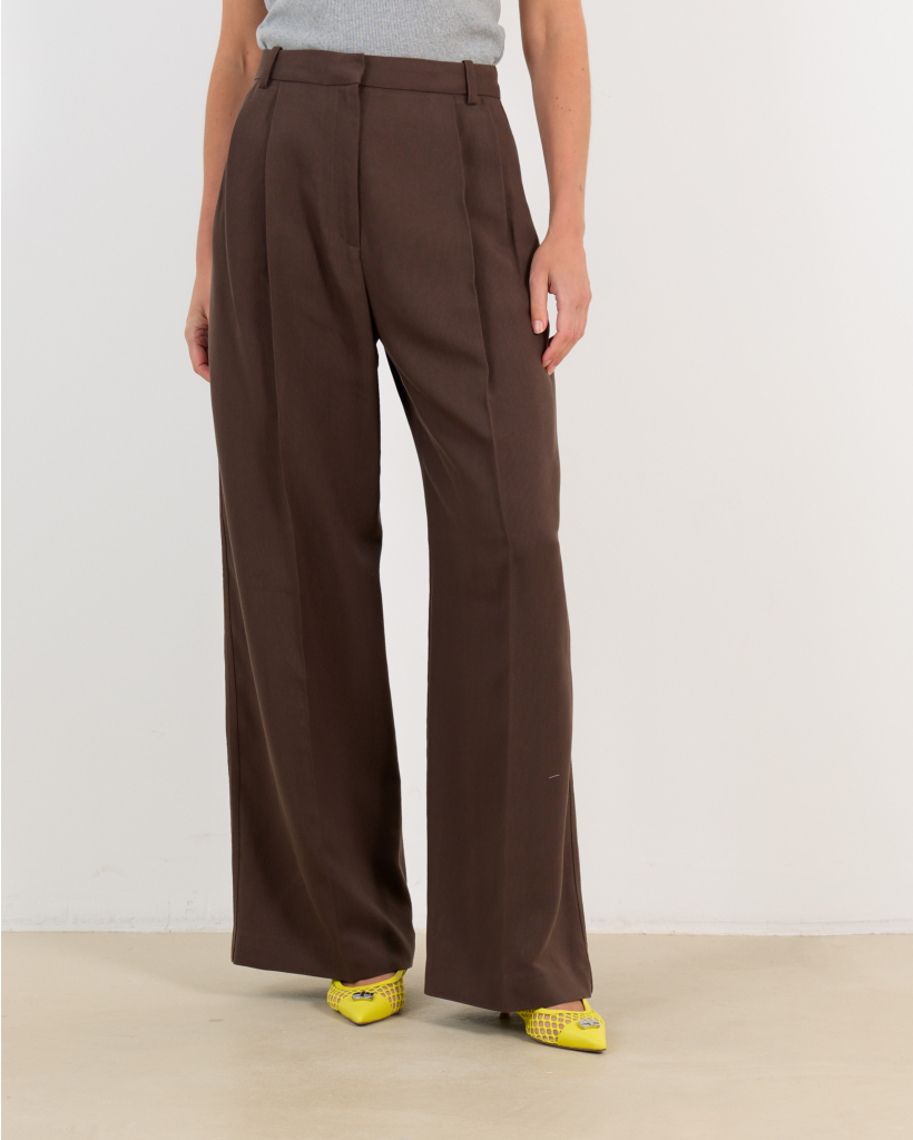 Helis Pantalon Regular Fit Donker Bruin