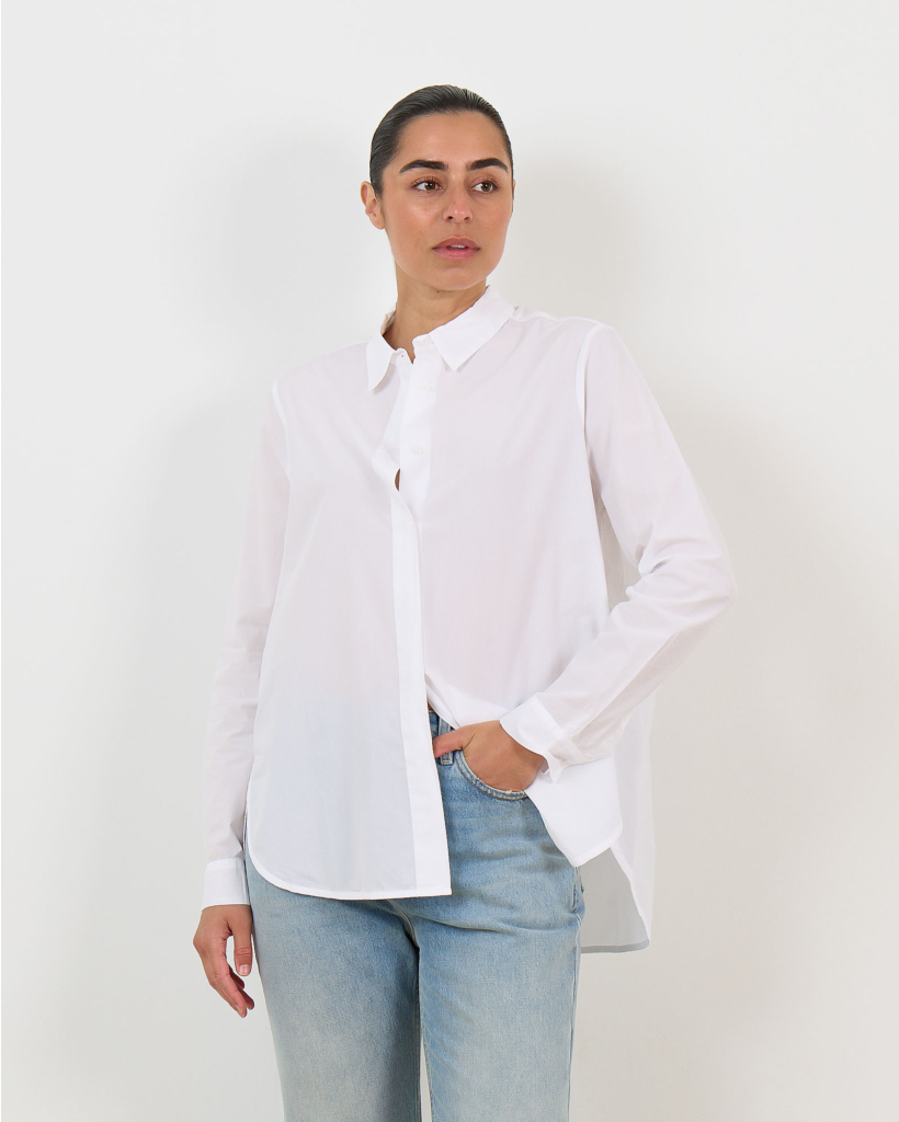 Julie Concealed Placket Blouse Bianco