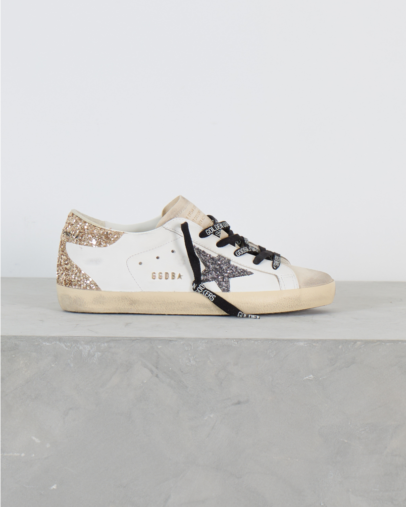 Super Star Sneaker met Glitter Ster en Hiel Wit