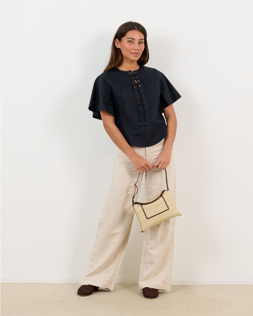 Dianga Blouse Korte Mouw Zwart